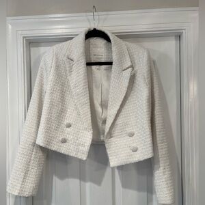 Avec Les Filles Tweed Cream Blazer S